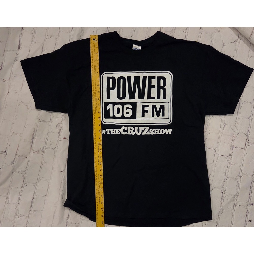 Gildan Power 106 FM The Cruz Show Graphic T-Shirt Mens XL Black Radio Promo Tee